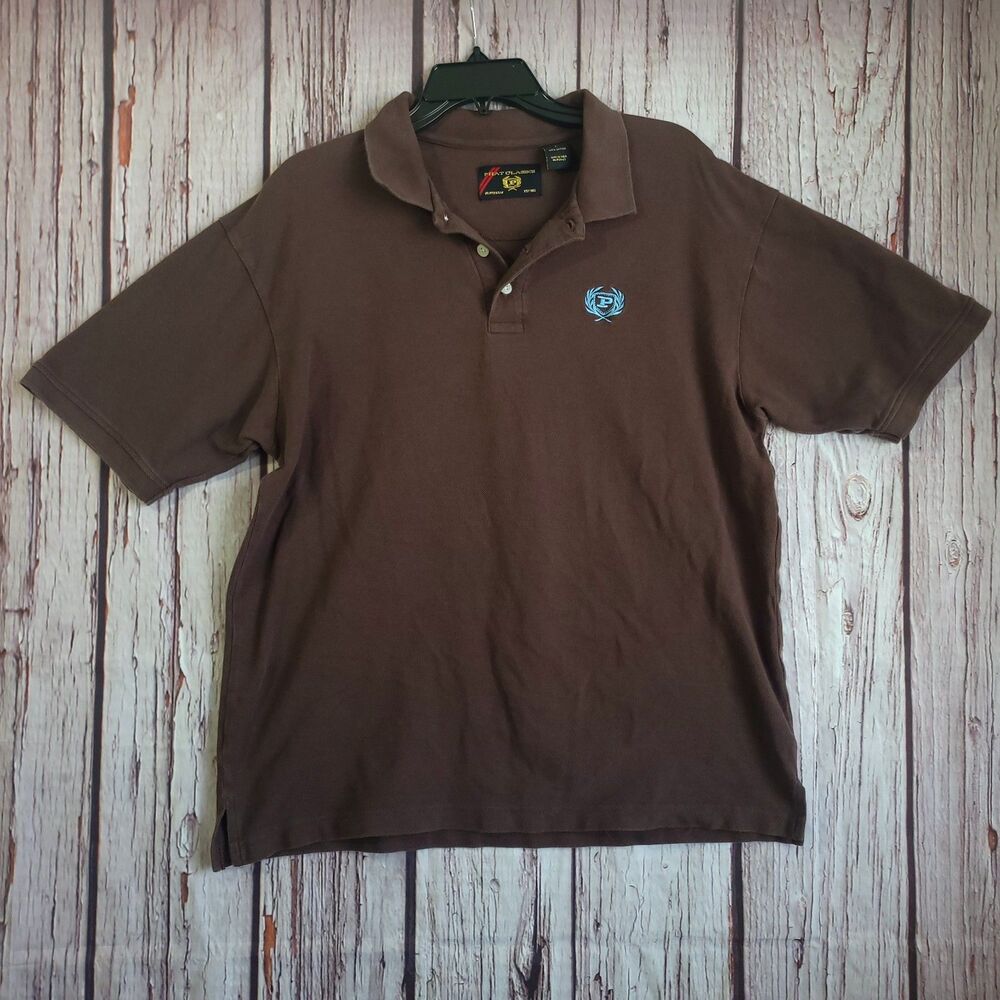 Phat Farm Polo Large Y2K Vintage Brown Shirt Cotton Mens Hip Hop